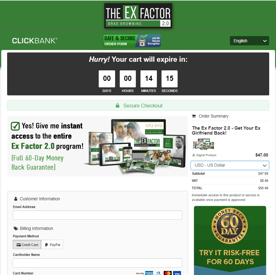 The Ex Factor Guide Checkout Page